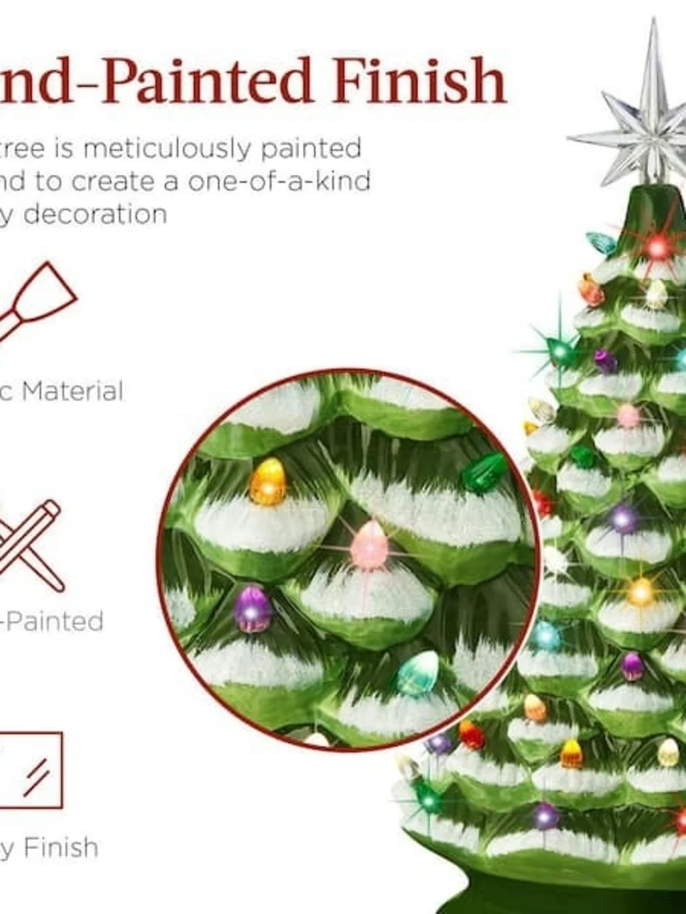 Green Lighted Ceramic Christmas Tree with Multicolor Bulbs